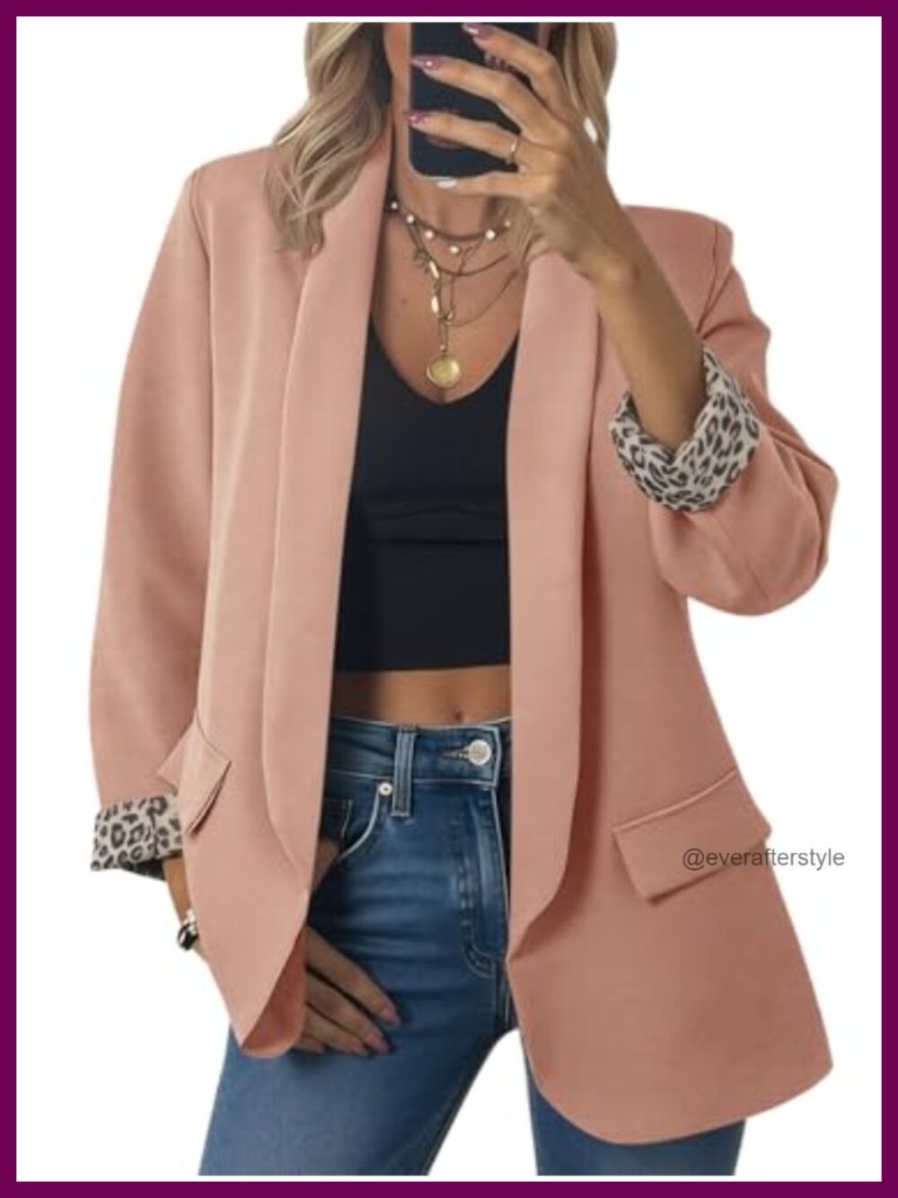 Leopard Blazer Womens Business Shawl Collar Oversized Suit Jacket